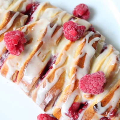 Raspberry Pastry Braid with Powdered Sugar Glaze