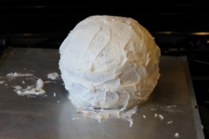 Assembling the Sports Ball Cake