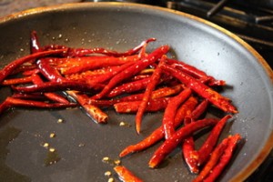 Cooking Chiles de Arbol 