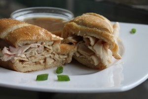 Quick Chicken & Turkey French Dip Sandwich