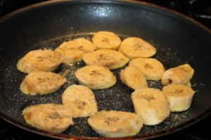 Pan-frying Plantains
