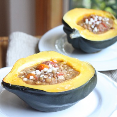 Lentil Soup in Acorn Squash Bowls