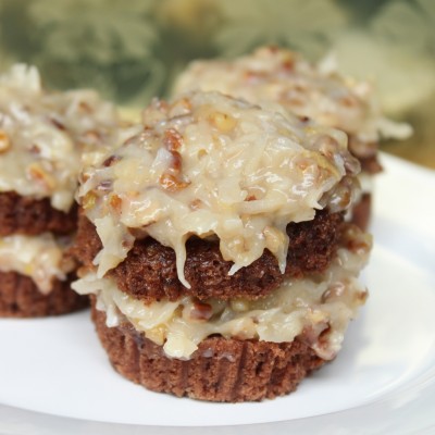 German Chocolate Cupcakes with Coconut Pecan Frosting